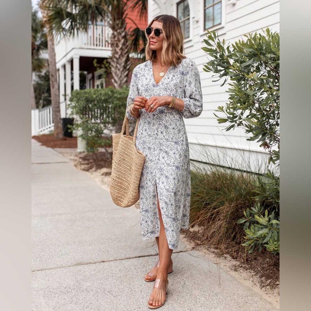 Splendid x Cella Jane blue & white midi dress